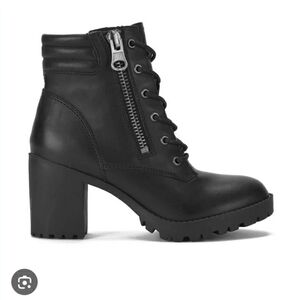 Steve madden combat boots leather chunky black womens size 9.5